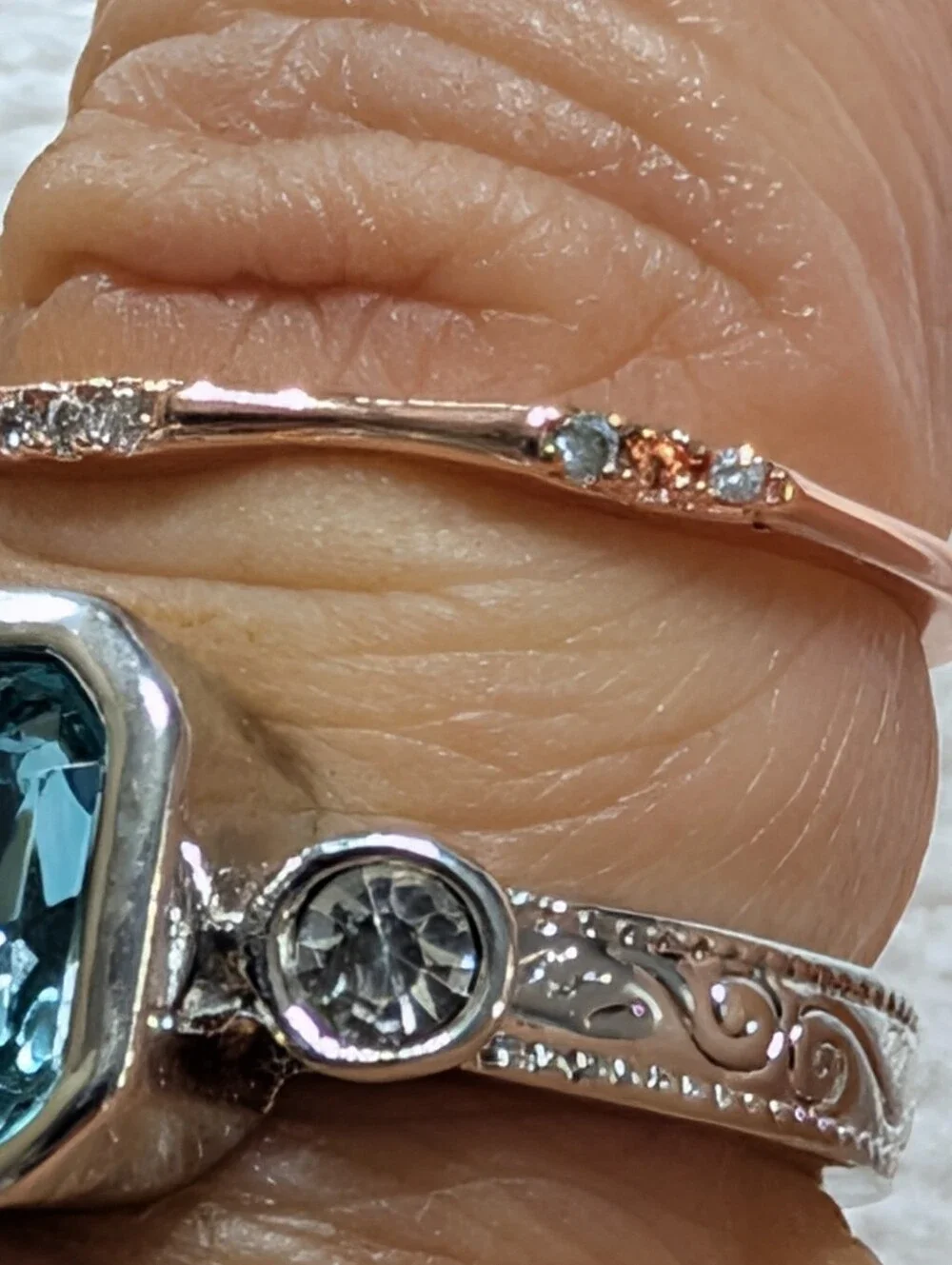 Rose Gold Colored Topaz CZ Silver Ring Bundle